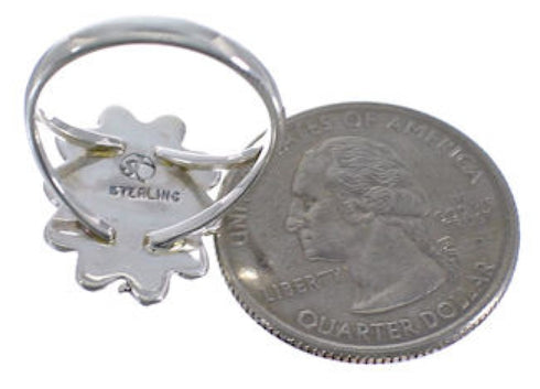 Southwest Turquoise Flower Sterling Silver Ring Size 6-3/4 VX37267